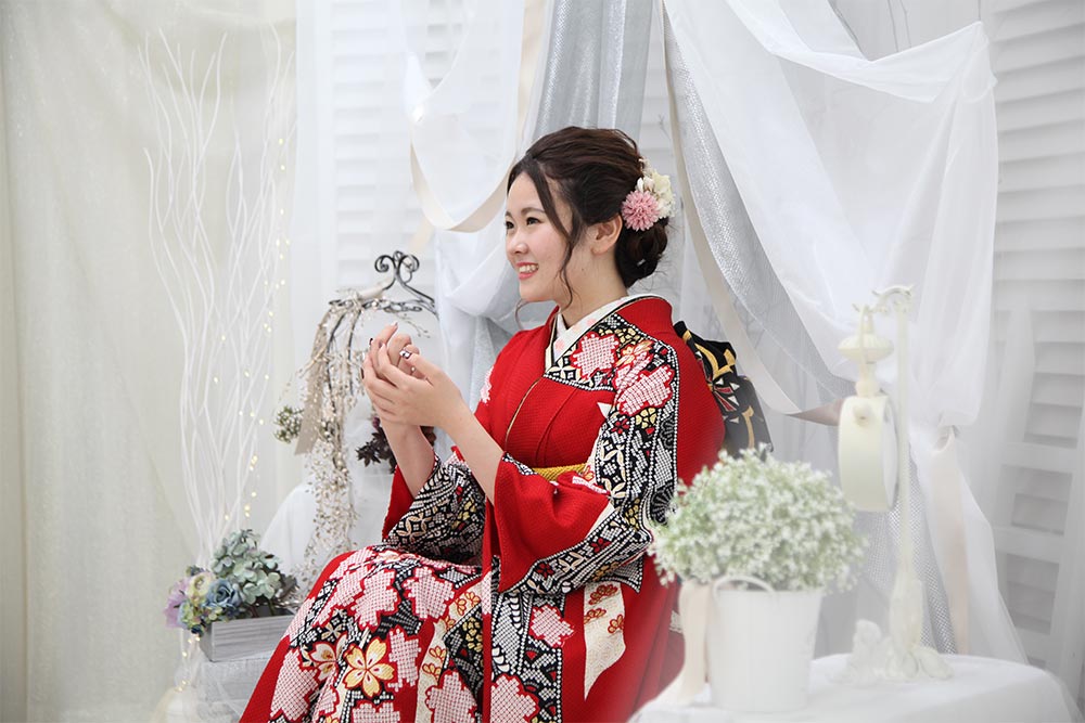 正統派な豪華赤の振袖で!