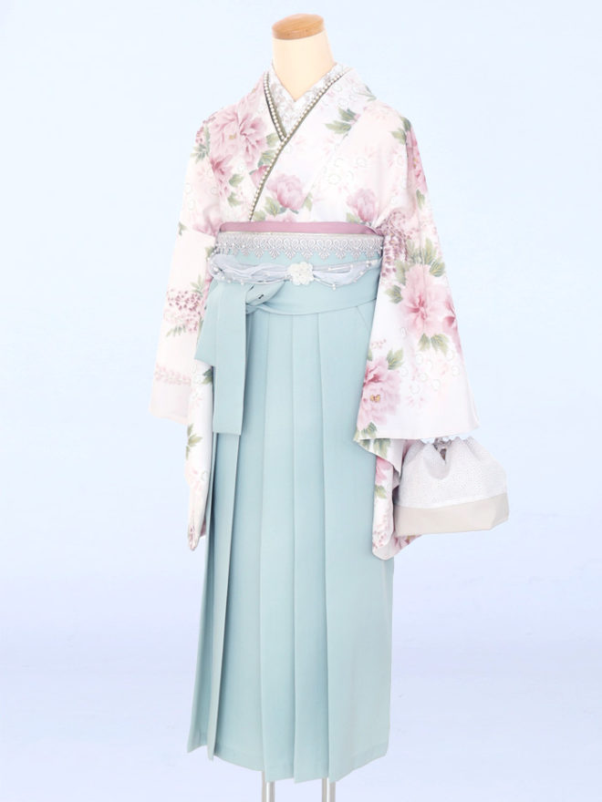 四日市店　C9627　白地ピンクの花と葉