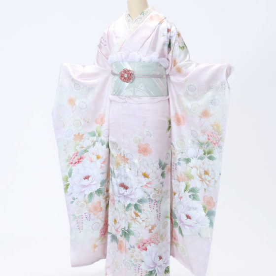 鈴鹿店　F1737　ﾋﾟﾝｸ地 ｶﾗﾌﾙな牡丹と花々