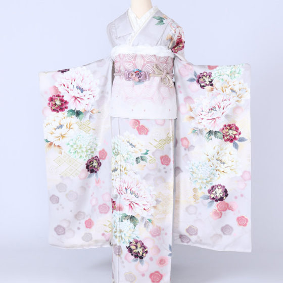 四日市店　F1749　くすみピンク　牡丹と梅　桜田ひより