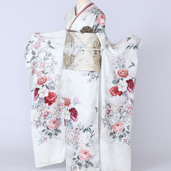 四日市店 F1794 JILL STUART 白地 牡丹・露草 草葉と花