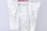 四日市店　F1764 白地 ﾊﾟｽﾃﾙﾋﾟﾝｸ・ｲｴﾛｰの銀彩花模様