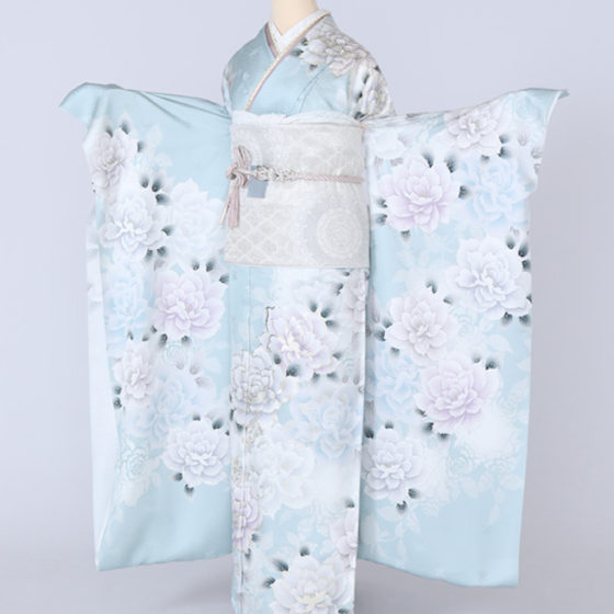 四日市店 F1801 くすみ水色 白・薄ピンクの薔薇